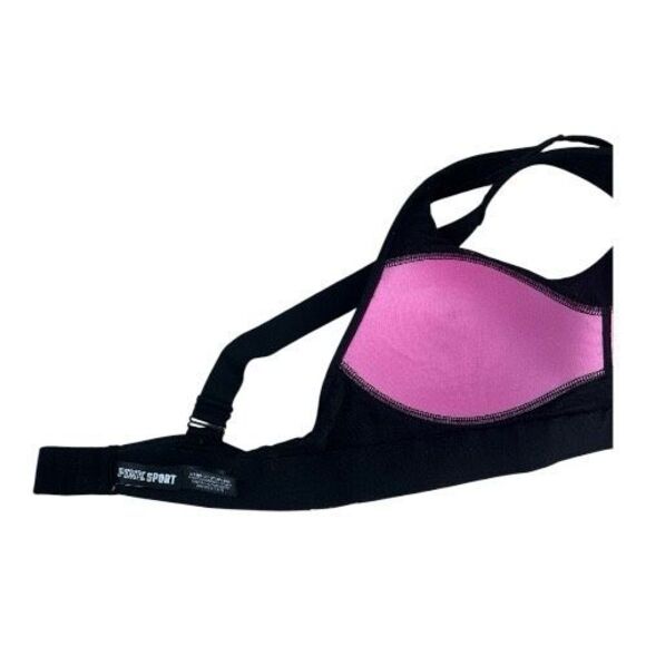 Victoria's Secret Pink Sport Bra M Ultimate Lightly Lined Black Back Closure - Picture 7 of 14